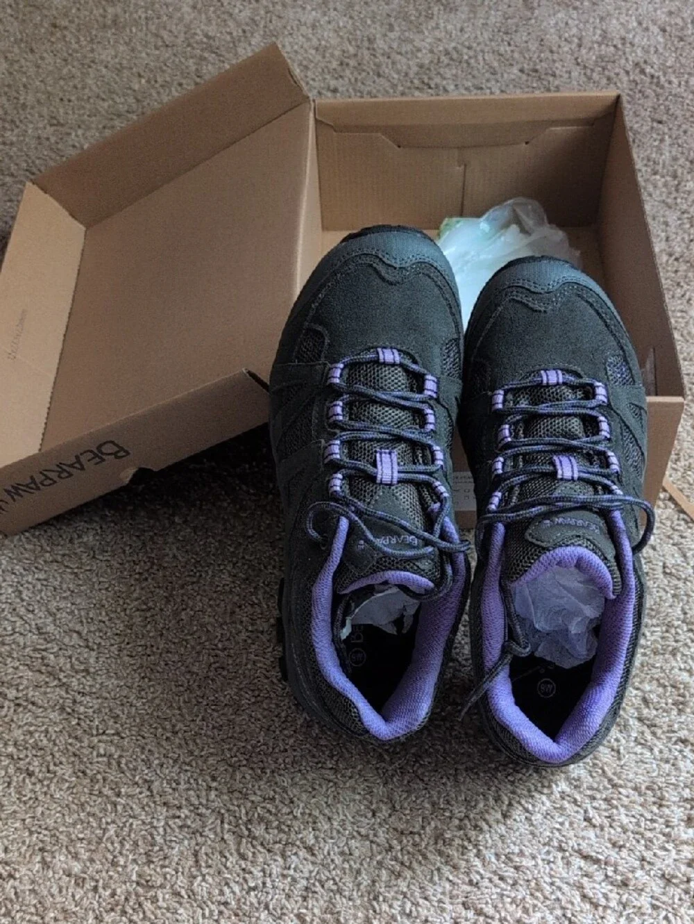 BearPaw Women's Gray and Purple Hiking Trainers